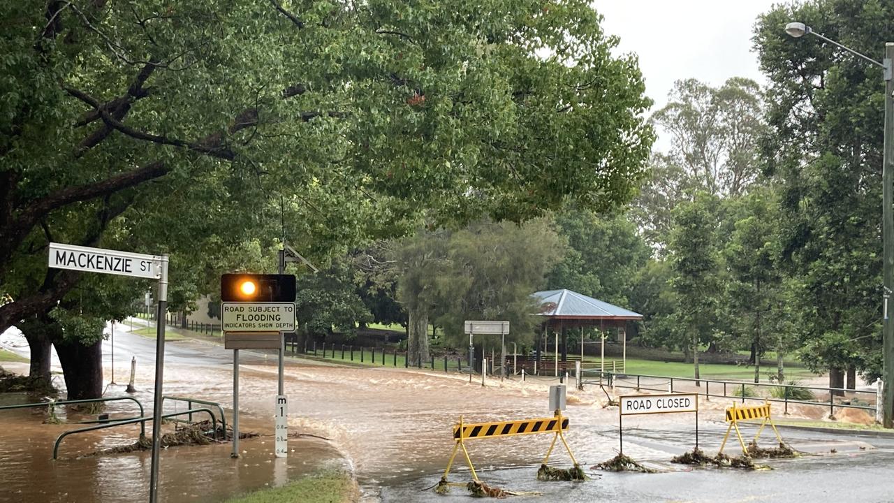 A large volume of water was flowing through East Creek at 1pm, February 25, 2022.