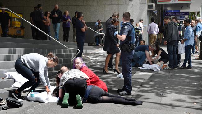 Charlotte said she “doesn’t know what came over me” she bolted out the door of her office to help and didn’t even notice the tram coming. Picture: Tony Gough