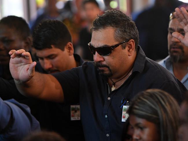 Dean Rioli at the funeral of W. Rioli Snr. Picture: (A)manda Parkinson