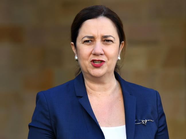 Queensland Premier Annastacia Palaszczuk is seen during a press conference at Parliament House in Brisbane, Tuesday, May 5, 2020. Five new cases of COVID-19 have been detected in Queensland overnight. (AAP Image/Dan Peled) NO ARCHIVING