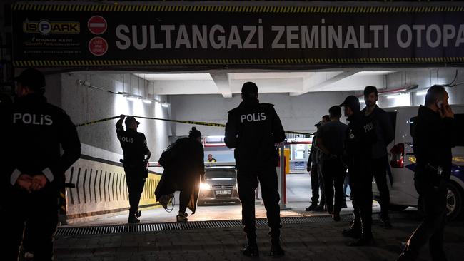 Turkish police cordon off an underground car park in Istanbul. AFP