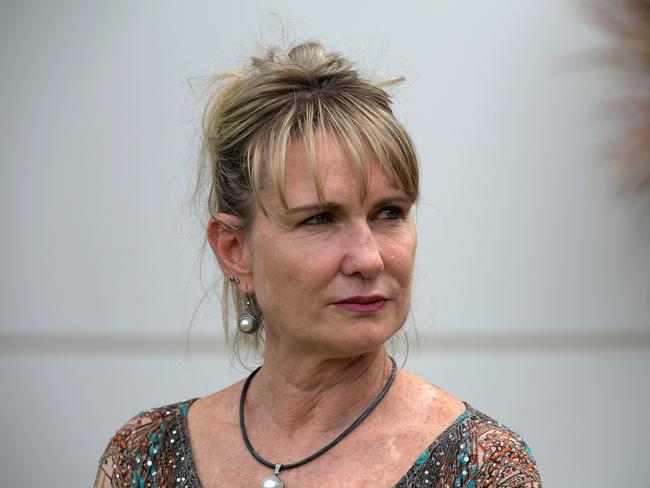 NAAJA chief executive Priscilla Atkins at a media conference outside NT Parliament after Labor announce its intention to raise the age of criminal responsibility. Picture: (A)manda Parkinson