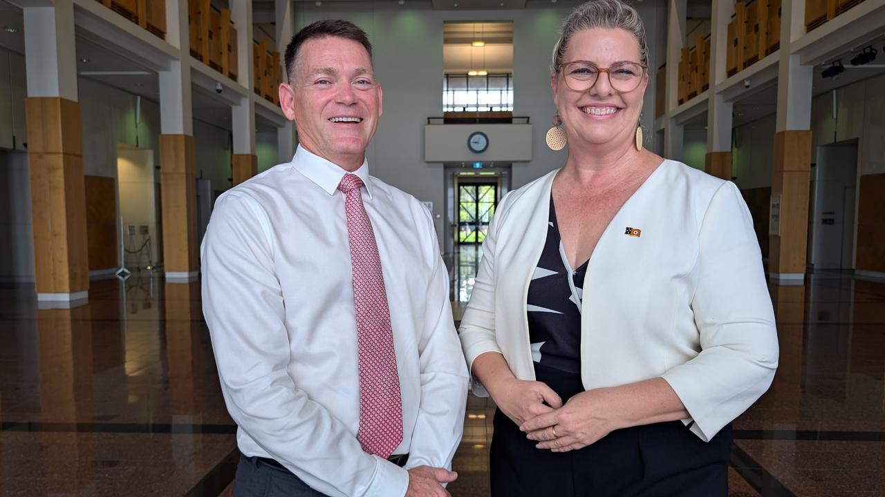 Legal Aid of the Northern Territory Chair Duncan McConnel with NT Attorney-General Marie-Clare Boothby. Picture: Zizi Averill
