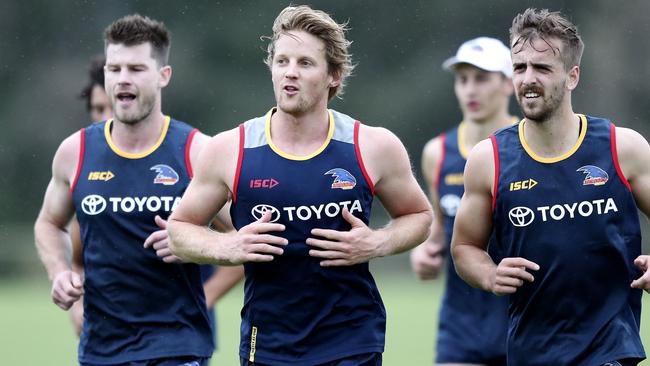 Rory Sloane hit the training track two weeks early. Picture: Sarah Reed