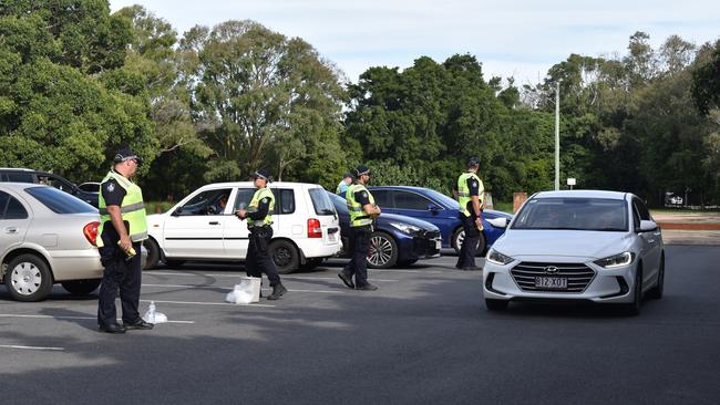 OPERATION SLEDGE HAMMER: Drivers undergo breath testing. Photo: Stuart Fast