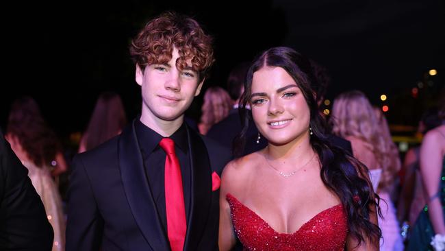 Sam Mulvaney and Katrina Voldoko at the Emmanuel College class of 2025 formal at HOTA for Gold Coast at Large. Picture, Portia Large.
