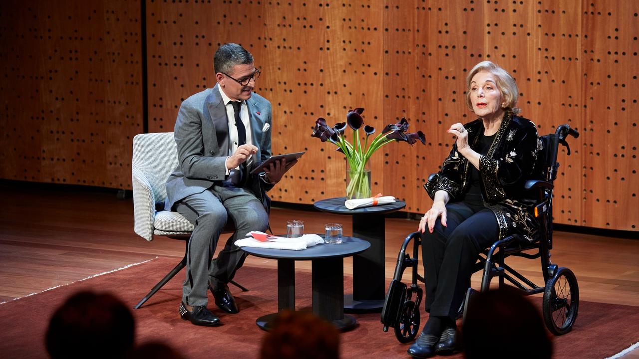 Ita Buttrose, AC OBE, with Savva Savas at a special live audience recording of podcast Three Food Memories in November.