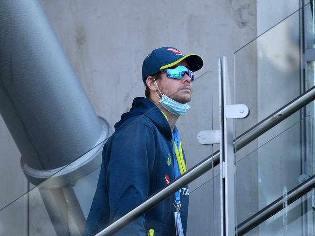 Steve Smith looks on during the third ODI in Manchester.