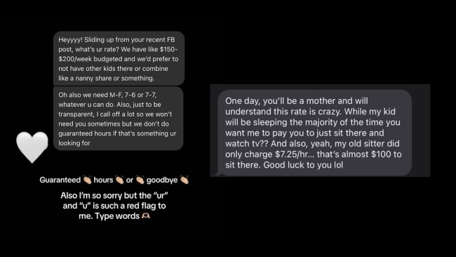 Some of the texts Sophia has received. Source: Tiktok