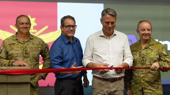 Brigadier Doug Pashley CSC, Luke Gosling OAM, MP, Richard Marles Deputy Prime Minister of Australia and Brigadier Colin Bassett at Robertsons Barracks. Picture: Pema Tamang Pakhrin