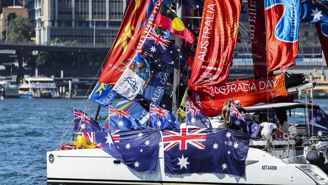 Viewers on vessels and land will watch the annual Ferrython race to finish under the Sydney Harbour Bridge. Picture: Dylan Robinson
