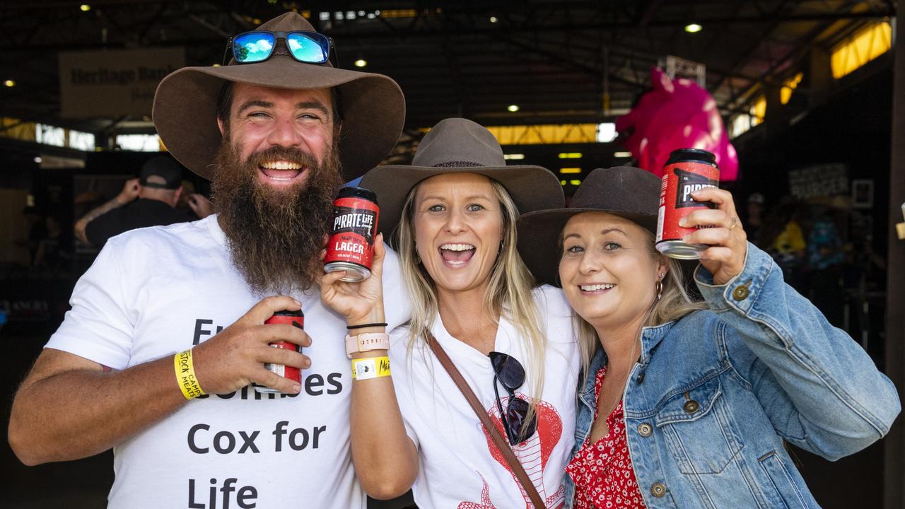 At Meatstock are (from left) Jon Munro, Bonnie Munro and Sonja Kennedy at Toowoomba Showgrounds, Friday, April 8, 2022. Picture: Kevin Farmer