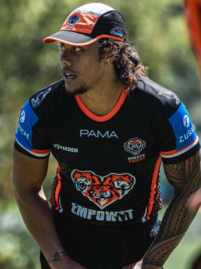 Jarome Luai training with the Tigers. Picture: Tigers Instagram