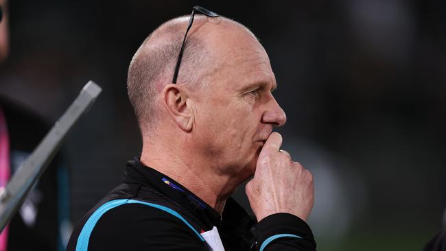 Ken Hinkley’s team loaded up down back and in the ruck. Picture: James Elsby/AFL Photos via Getty Images