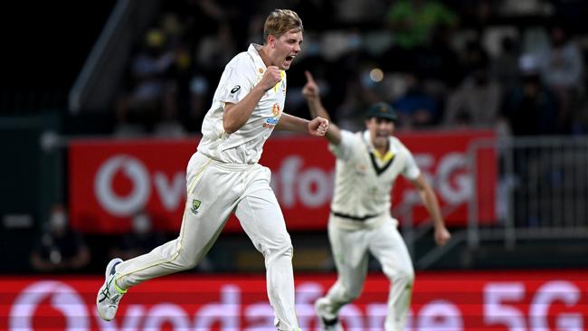 Cameron Green kick-started Australia's onslaught on day three. Picture: Steve Bell/Getty Images