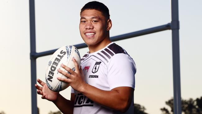 DAILY TELEGRAPH 20TH APRIL 2022Pictured at their training ground at Narellen in western Sydney is Wests Magpies forward and captain Kit Laulilii.Kit is considered one of the best young forwards in the game and is the leader of an exciting (and big) pack at the Magpies.Picture: Richard Dobson