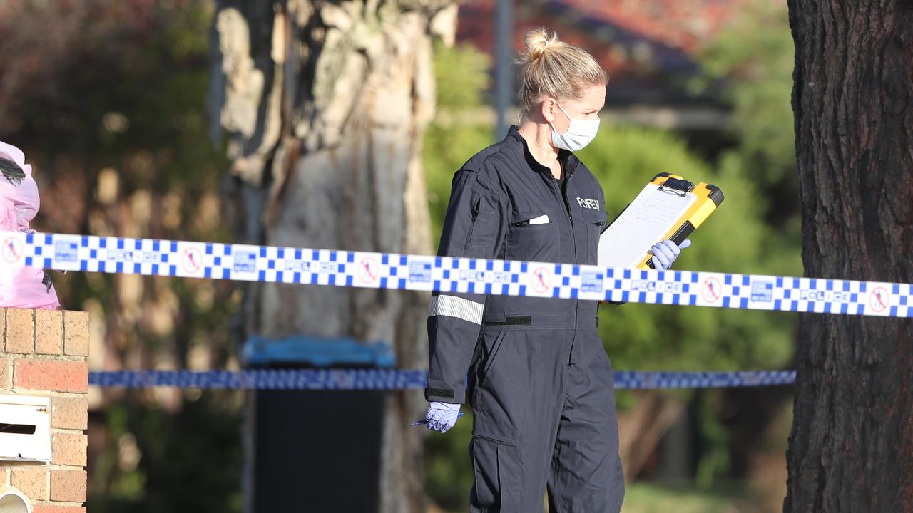 Police at the scene following a death in Scoresby. Picture: David Crosling