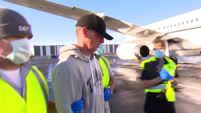 Christopher Clark Jones, being deported back to the UK, for the brutal murder of a homeless teenager - Photo Supplied Boarder Force