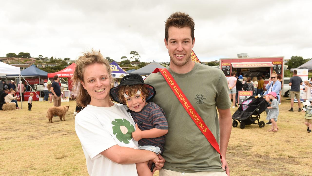 Kate Fritsch, Rex and Jack Curwen-Walker at the Bellarine Agriculture Show. Picture: David Smith