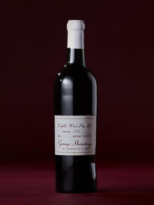 1951 Penfolds Grange – one of Australia’s rarest wines. Picture: Supplied