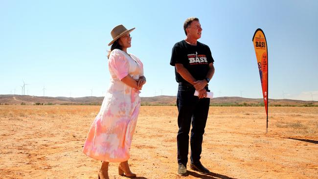 Ceberano and Mundi Mundi founder Greg Donovan survey their new festival site. Picture: Nathan Edwards