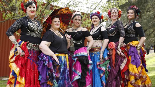 Margo Walker, Kaarin Cotterill, Amira Falconio, Addie Fowler, Delle Fowler and Lyzette Sethna from the ONYXtribal dance group.