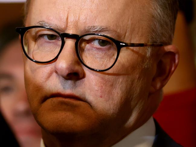 ADELAIDE, AUSTRALIA - NewsWire Photos 13, October, 2023: Prime Minister Anthony Albanese speaks to the media at the Adelaide Central Market to make his final pitch to the people of South Australia for the YES vote.   Picture: NCA NewsWire / Kelly Barnes