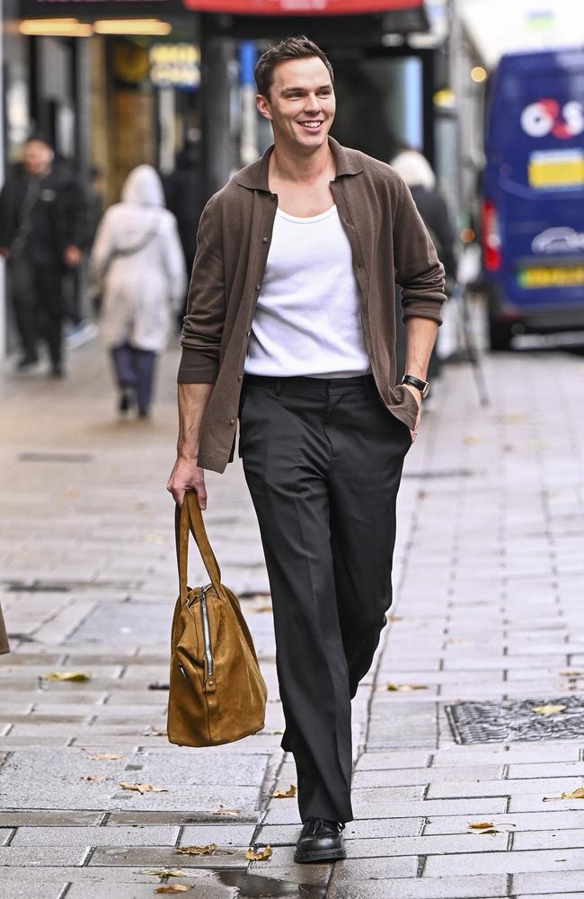 Nicholas Hoult looks fashionable as he leaves a radio interview in London. Picture: Mega