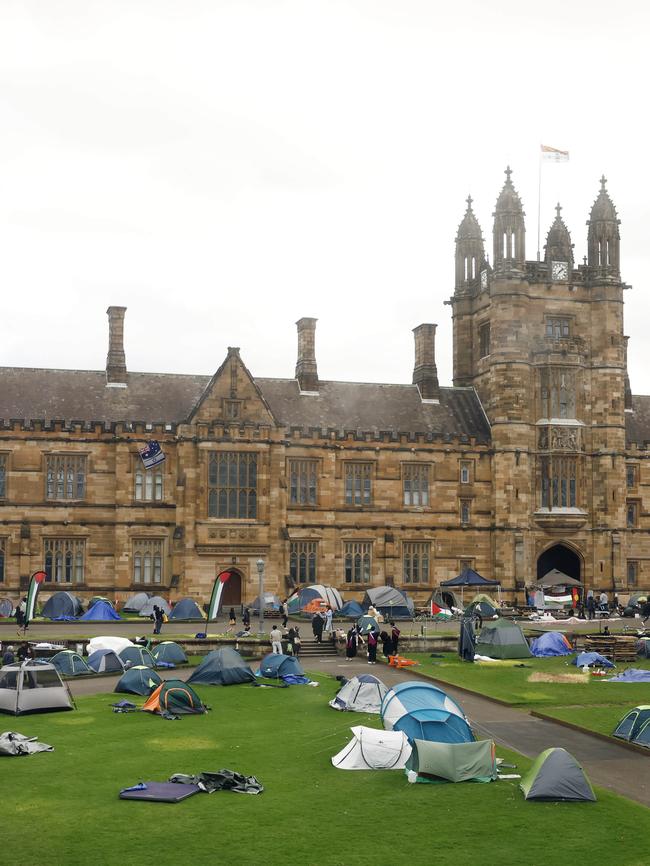 The pro-Palestine tent camp at the University of Sydney. Picture: Richard Dobson