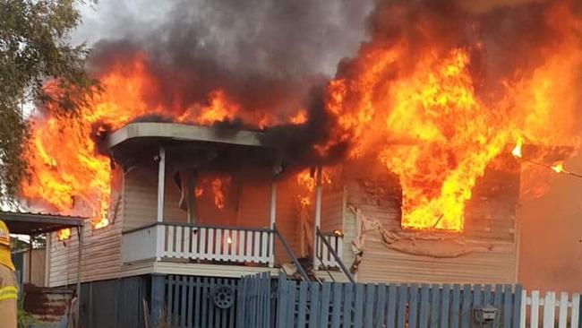 A house goes up in flames on East Deep Creek Rd, Monkland, on February 7, 2022.