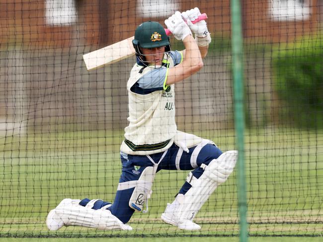 Marnus Labuschagne was in serious touch in Australia’s last training session. Picture: Paul Harding/Getty Images