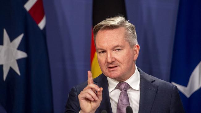 Climate Change and Energy Minister Chris Bowen says the Opposition need to outline ­exactly what transmission lines they will cancel. Picture: NewsWire / Jeremy Piper