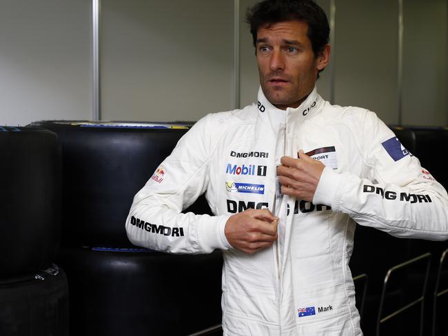 Mark Webber suits up. Picture: Getty