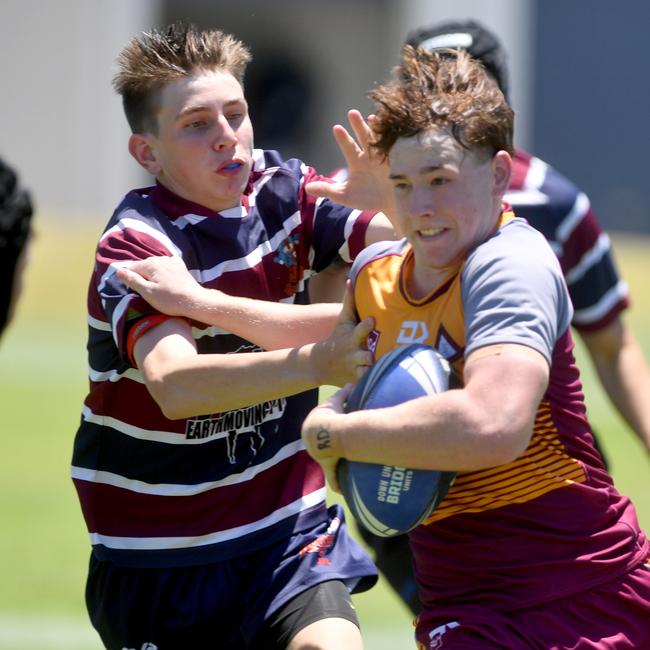 Former Good Shepherd Catholic College Mount Isa student Cole Finter in 2023 playing at Ryan Catholic College. Picture: Evan Morgan