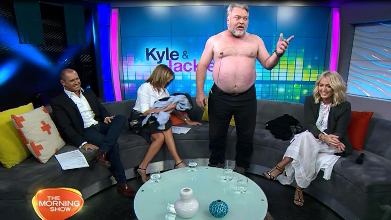 Kyle took his gear off on Channel 7 back in 2015. Picture: Channel 7