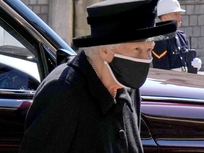 The Queen arrives at Prince Philip’s funeral. Picture: Getty Images