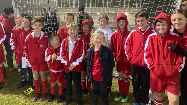 Lismore Workers Football Club players at the announcement. Picture: Supplied