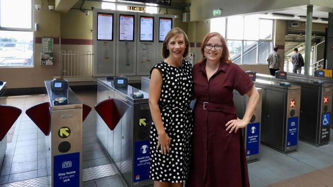 Transport Minister Jo Haylen and Granville MP Julia Finn at Granville train station in February 2023 when they promised to bring back express services. Picture: Facebook