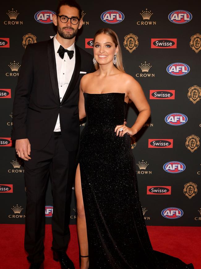 Brodie Grundy and Rachael Wertheim at the 2018 Brownlow Medal. Picture: Getty Images