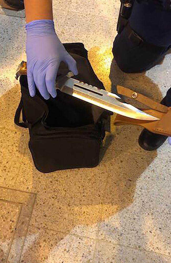 A photo of a hunting knife seized by police. Picture: AAP