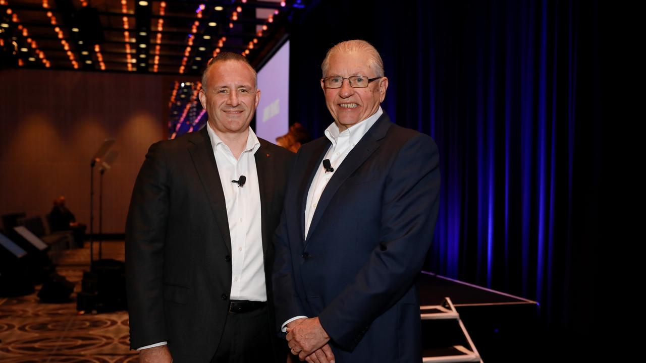 Endeavour Group CEO Steven Donohue and Chairman Peter Hearl. Wentworth Sofitel, Sydney. Jane Dempster.