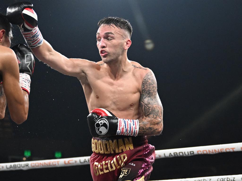 Sam Goodman took another step closer to a world title on Sunday. Picture: Grant Trouville/No Limit Boxing