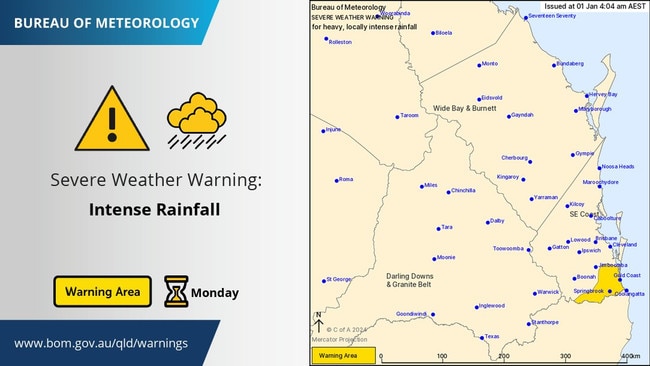 The Bureau of Meteorology has issued a severe weather warning for flash flooding on the Gold Coast