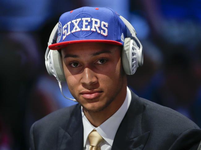 Ben Simmons answers questions during an interview after being selected as the number one pick overall by the Philadelphia 76ers.