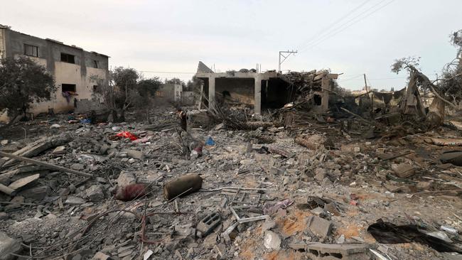 A man walks amid the destruction following overnight Israeli bombardment in Rafah. Picture: AFP