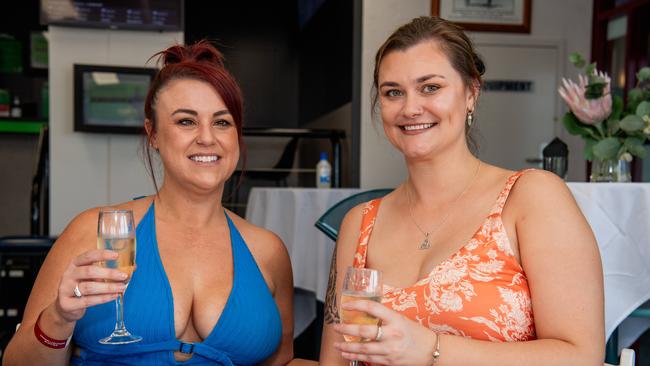Alana Collings and Kirby Rice at the 2024 Darwin Guineas kicking off the Darwin Cup Carnival. Picture: Pema Tamang Pakhrin