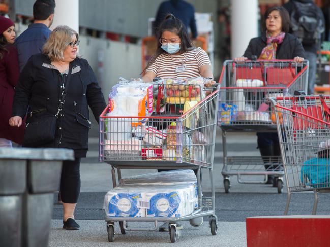 Panic buying returns in Melbourne on Wednesday. Picture: Paul Jeffers