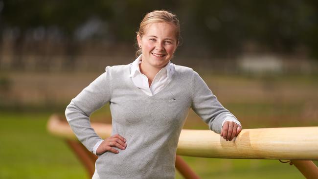 Irish jockey Emily Finnegan has made the trip from Adelaide to Birdsville to ride for Phillip Stokes. Picture: Matt Loxton