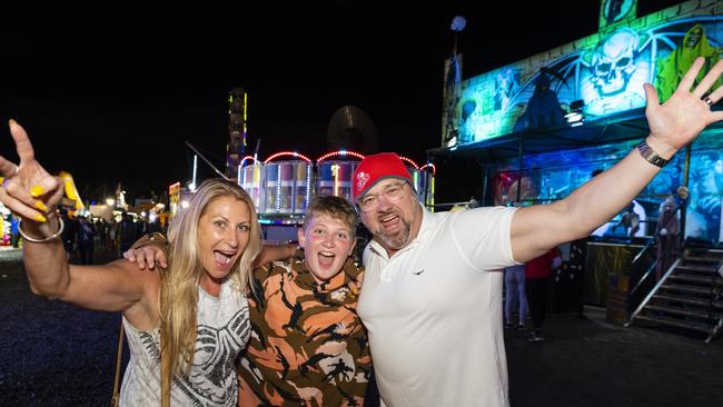 Samantha and Richard Nyholt with their son Rory at the 2022 Toowoomba Royal Show, Saturday, March 26, 2022. Picture: Kevin Farmer