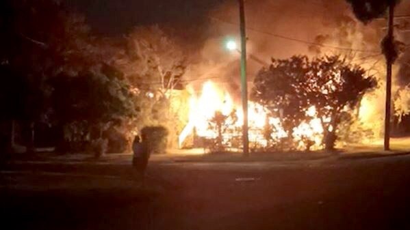 The Chermside house was engulfed by flames.